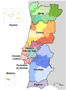 Karte der Regionen in Portugal – Petnog, CC0, via Wikimedia Commons